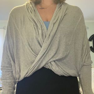 Free people crossover sweater light gray